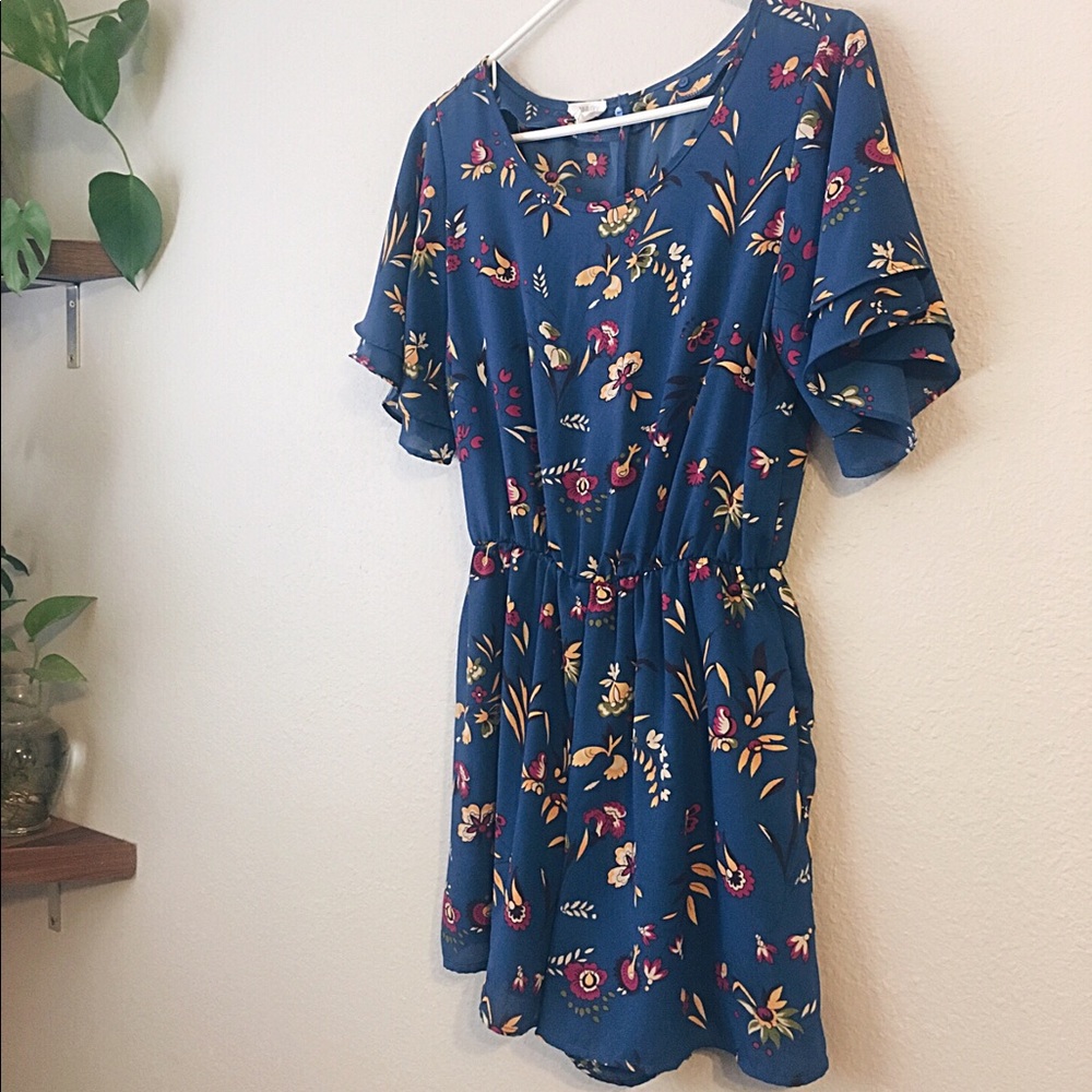 Blue floral romper